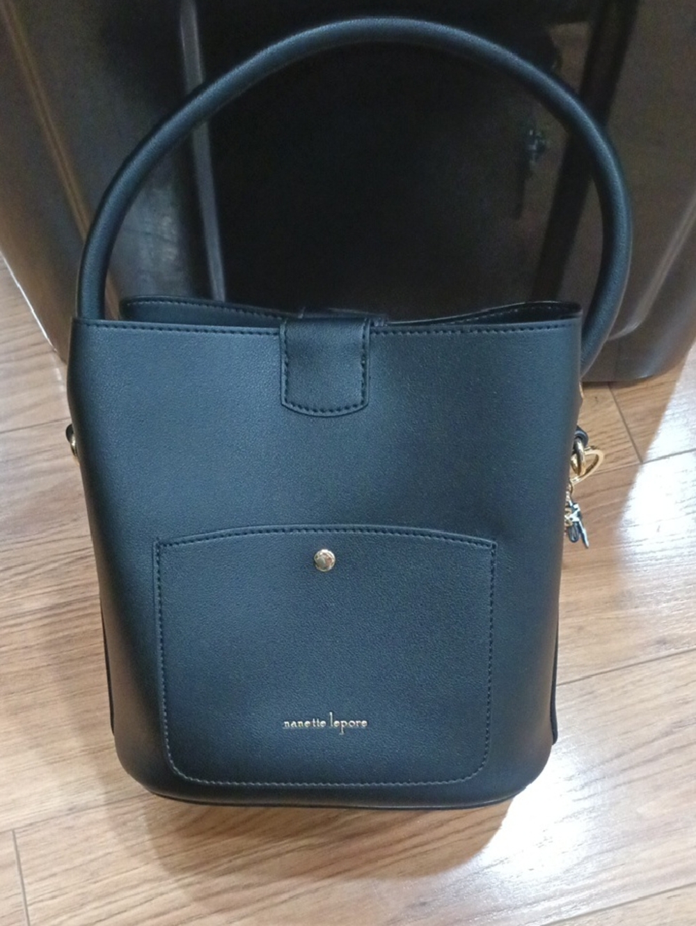 Nanette Lepore Black Bucket Shoulder Bag